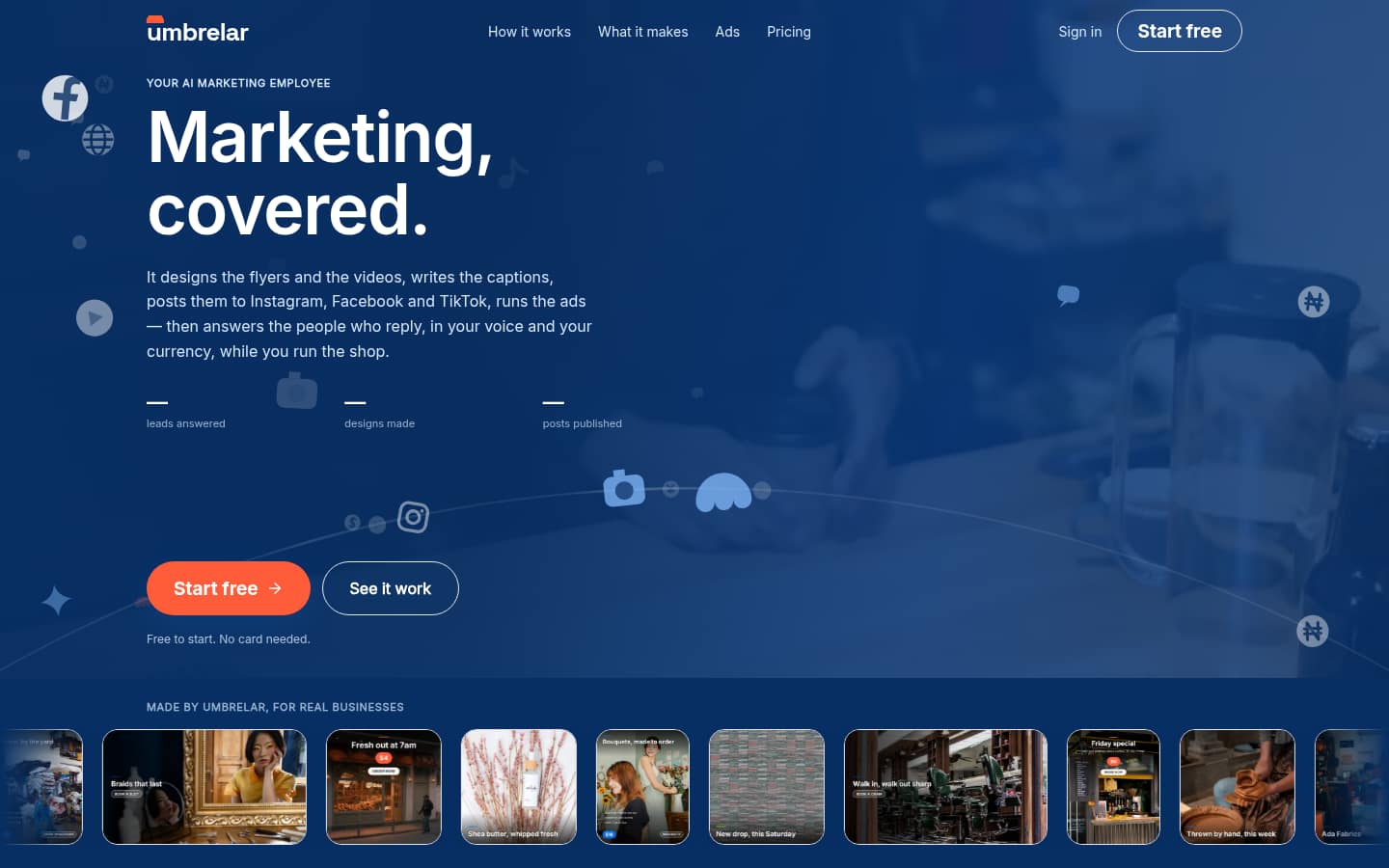 Umbrelar: Marketing · AI marketing employee